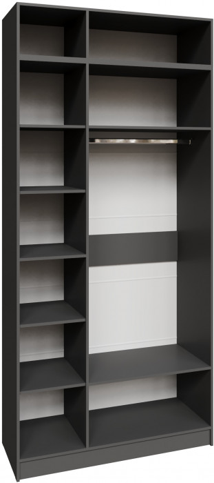 Шкаф 1,2 с антресолью и зеркалом Мадрид, Графит серый