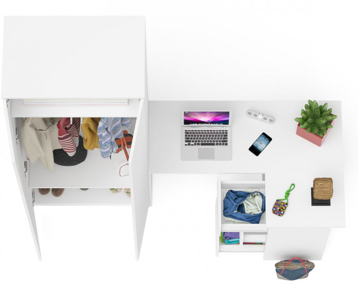 Мори компьютерный стол МС-16 правый + Шкаф МШ800.1, белый