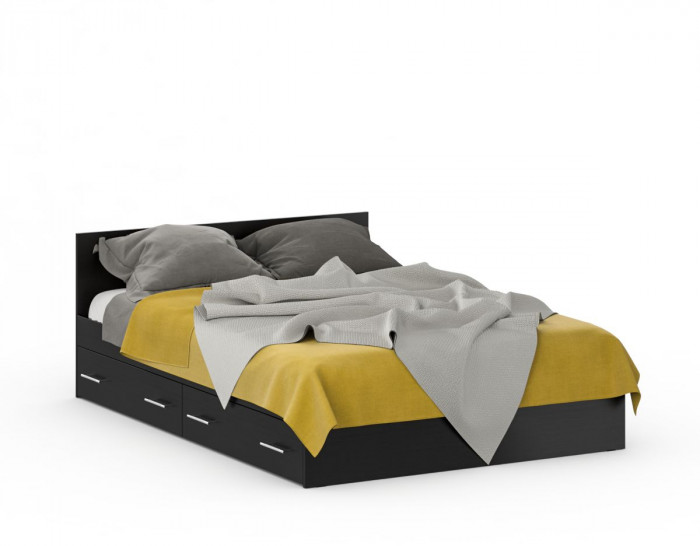 Кровать с ящиками 1400 + Шкаф угловой Стандарт, цвет венге, ШхГхВ 143,5х203,5х70 + 81,2х81,2х200 см., сп.м. 1400х2000 мм., без матраса, основание есть