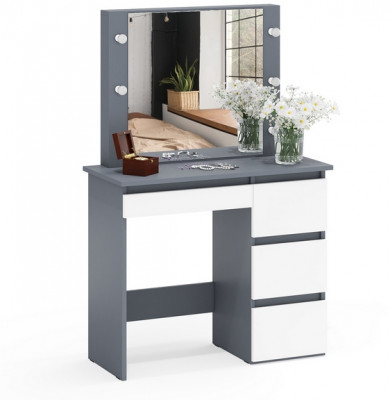 Стол косметический с подсветкой Сура, графит/белый