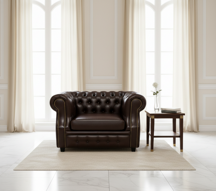 Кресло Честер ЛОФТ, экокожа, коричневый венге