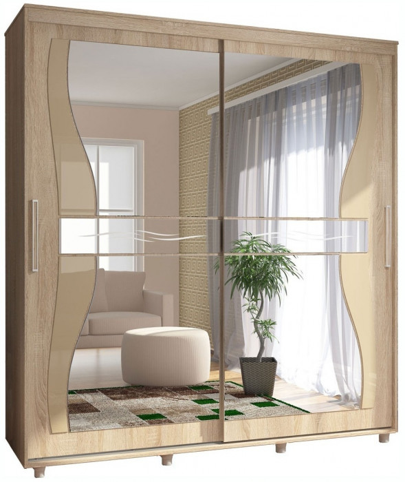 Шкаф-купе Комфорт 12 Прайм с фигурными зеркалами 2000 (2000 мм, Венге)