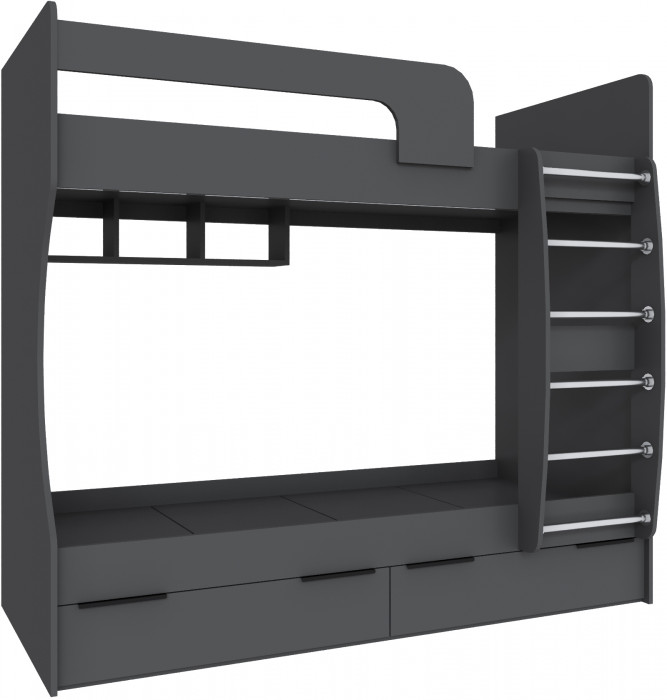 Кровать Мадрид (0,8) двухярусная, Графит серый