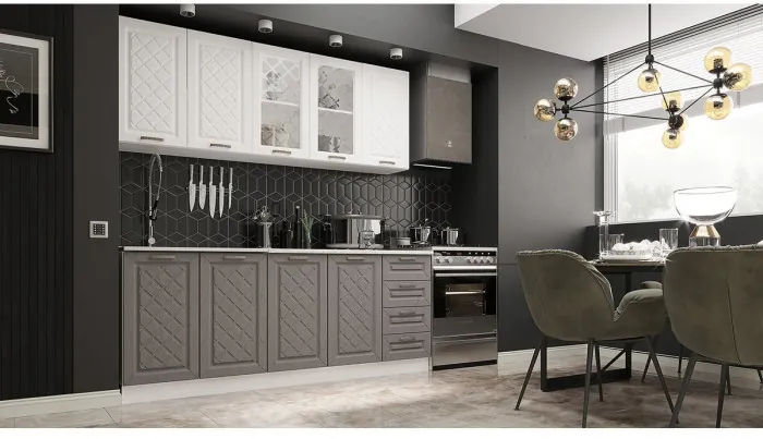 Кухня МДФ Агава 2000, Акация белая/Трюфель