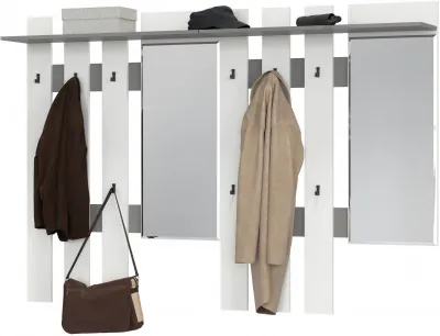 Лира ГК 2-3814+2-3814графбел Вешалка с зеркалом, цвет графит/белый, ШхГхВ 200х28х135 см., универсальная сборка