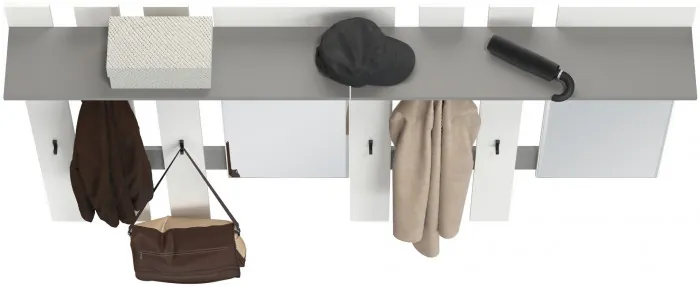 Лира ГК 2-3814+2-3814графбел Вешалка с зеркалом, цвет графит/белый, ШхГхВ 200х28х135 см., универсальная сборка