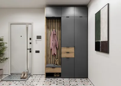 Модульная Прихожая Ома, набор №4, Графит/Дуб Тортуга, Simple 27