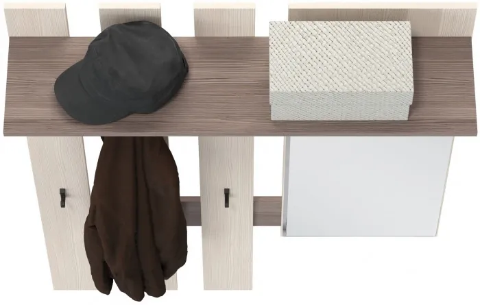 Лира ГК 2-3814бод.тем/св Вешалка с зеркалом, цвет бодега тёмный/бодега светлый, ШхГхВ 100х28х135 см., универсальная сборка