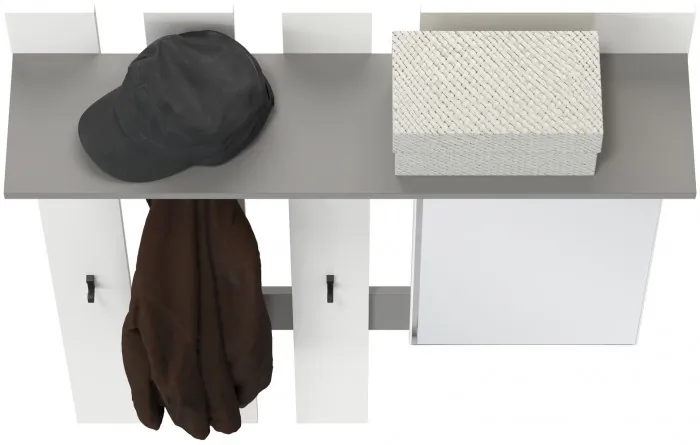 Лира ГК 2-3814граф/бел Вешалка с зеркалом, цвет графит/белый, ШхГхВ 100х28х135 см., универсальная сборка