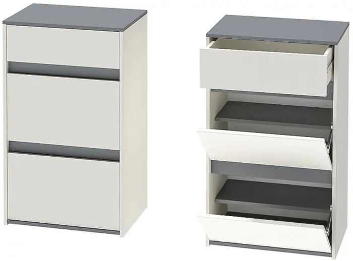 Модульная прихожая Иннэс 12 Набор 3 (Графит / Миндаль)