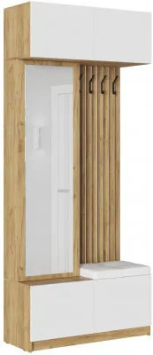 Прихожая Бостон МДФ (Белый глянец, Дуб Крафт Золотой)
