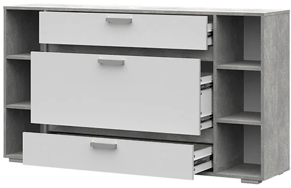 Денвер КМ-02 Комод (1500х836х354) ателье светлый/белый