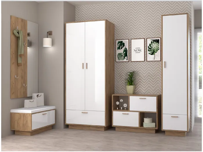 Модульная прихожая ЭГО 1 (Камень Темный/Бетон Светлый)