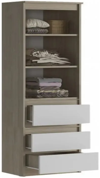 Челси Стеллаж, Сонома/Белый глянец