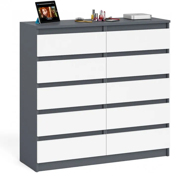 Мори Комод МК1200.10, цвет графит/белый, ШхГхВ 120,4х41х115 см.