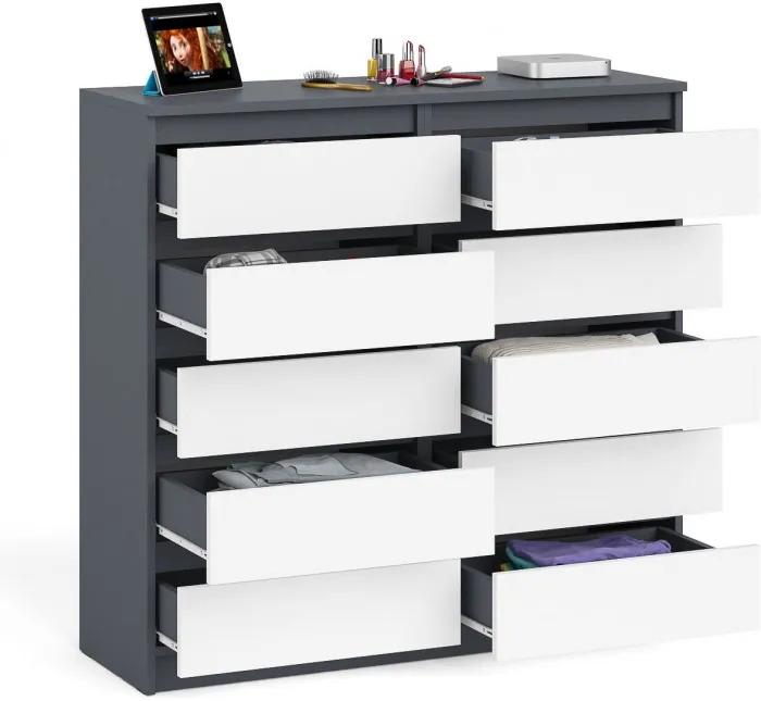 Мори Комод МК1200.10, цвет графит/белый, ШхГхВ 120,4х41х115 см.