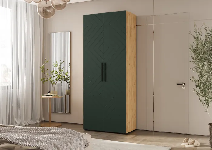 Флэш Шкаф 2-х ств. 900 браш мени грин/дуб крафт