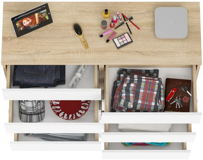 Мори Комод МК1200.10, цвет дуб сонома/белый, ШхГхВ 120,4х41х115 см.