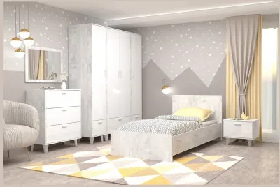 Модульная молодёжная ЭГО 2 (Дуб Крафт Золотой/Белый глянец)