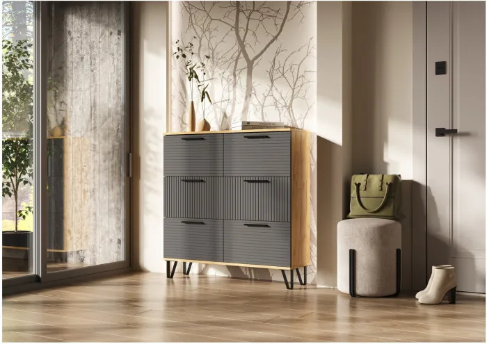 Обувница Флэш, Браш Графит/Крафт