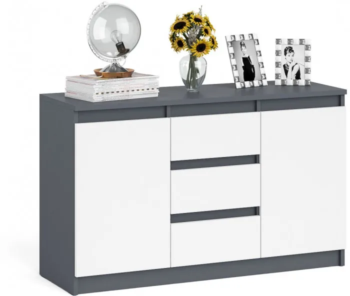 Мори Комод МК1200.3, цвет графит/белый, ШхГхВ 120,4х41х73 см.