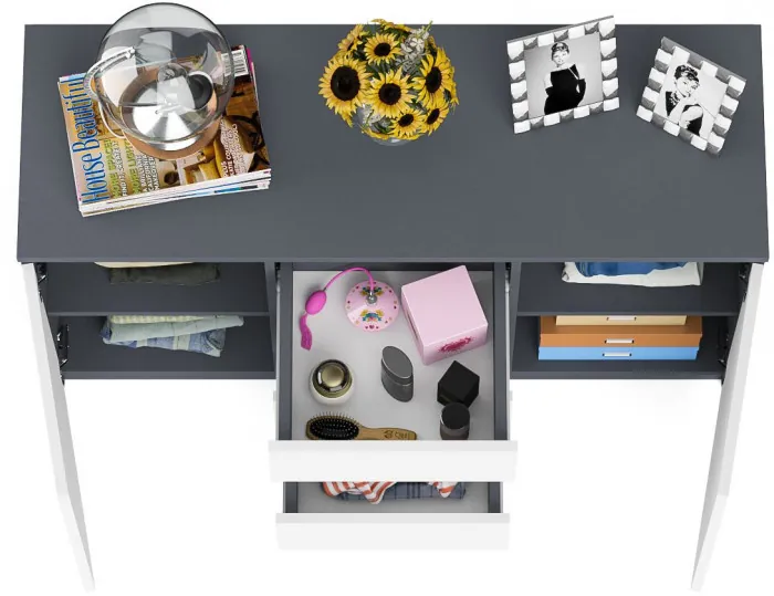 Мори Комод МК1200.3, цвет графит/белый, ШхГхВ 120,4х41х73 см.