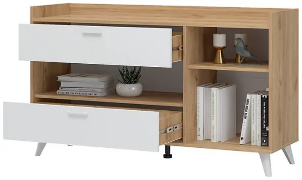 ИРИС КМ-02 Комод (1400х820х425) дуб крафт золото/белый