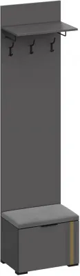 Эмэ Вешалка-Прихожая с тумбой В-3906, Графит/Графит, Золото