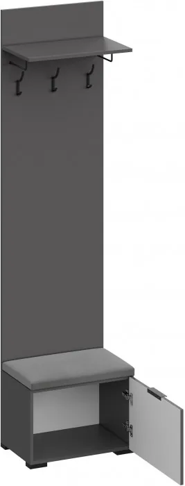 Эмэ Вешалка-Прихожая с тумбой В-3906, Графит/Графит, Золото