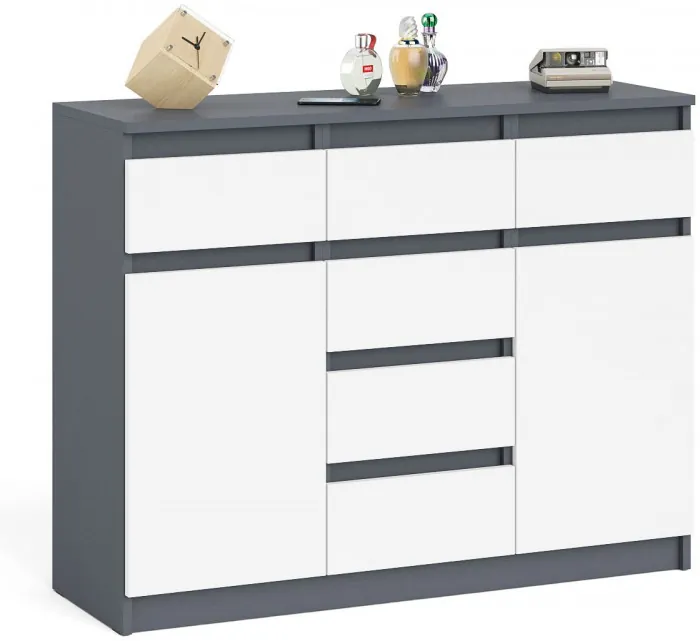 Мори Комод МК1200.4, цвет графит/белый, ШхГхВ 120,4х41х94 см.