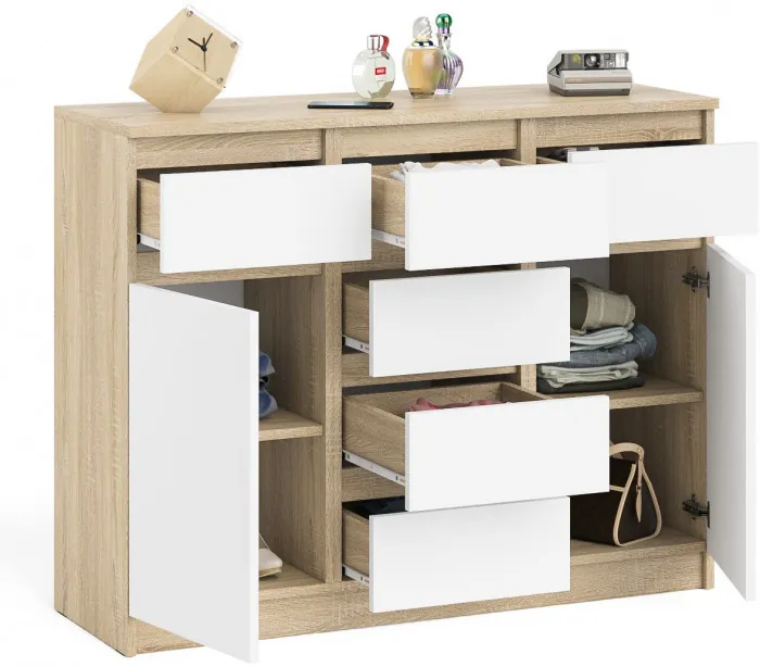 Мори Комод МК1200.4, цвет дуб сонома/белый, ШхГхВ 120,4х41х94 см.