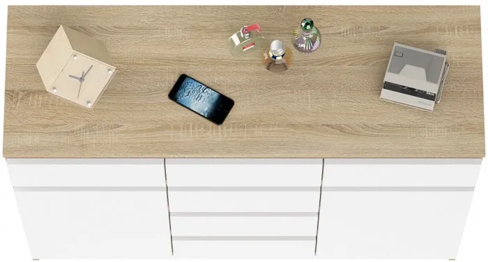 Мори Комод МК1200.4, цвет дуб сонома/белый, ШхГхВ 120,4х41х94 см.