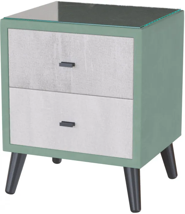Тумба прикроватная интерьерная Ланс мятный/мдф холст белый