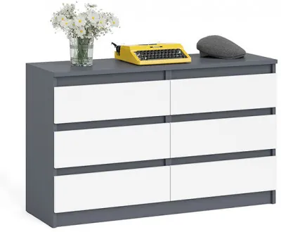 Мори Комод МК1200.6, цвет графит/белый, ШхГхВ 120,4х41х73 см.