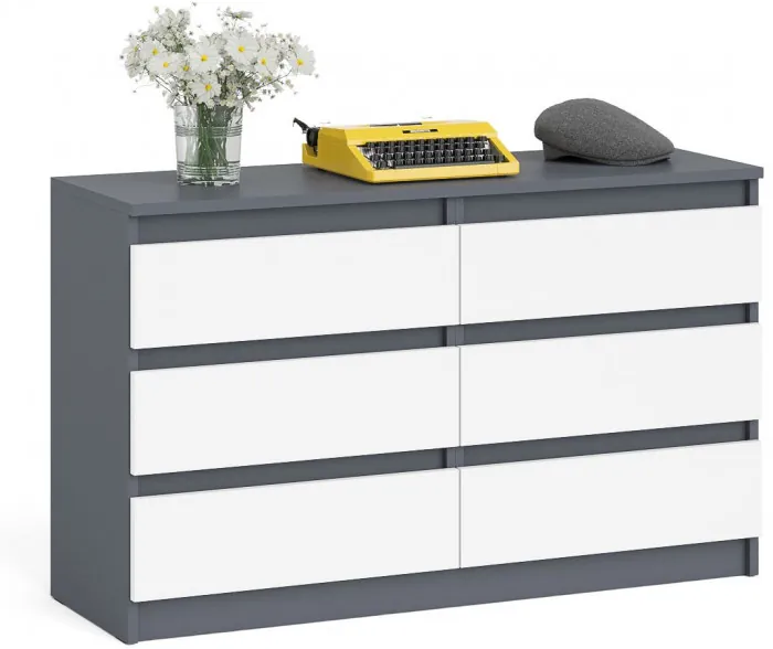 Мори Комод МК1200.6, цвет графит/белый, ШхГхВ 120,4х41х73 см.