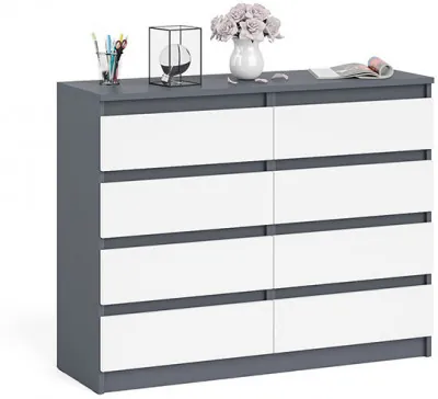 Мори Комод МК1200.8, цвет графит/белый, ШхГхВ 120,4х41х94 см.