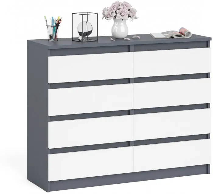 Мори Комод МК1200.8, цвет графит/белый, ШхГхВ 120,4х41х94 см.