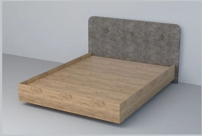 Кровать 1,4 арт.031 (Пуговицы) ЛН. (Дуб Крафт Золотой/К/з Белый Глянец)