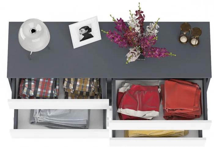 Мори Комод МК1380.6, цвет графит/белый, ШхГхВ 138х41х73 см.