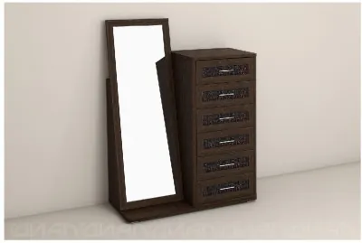 Кэт-4 Комод 6 ящиков /Зеркало, венге (Венге)