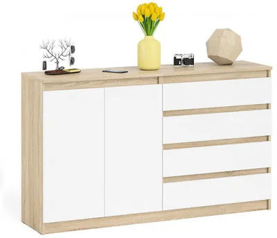 Мори Комод МК1600.1, цвет дуб сонома/белый, ШхГхВ 160,4х41х94 см., НЕ универсальная сборка