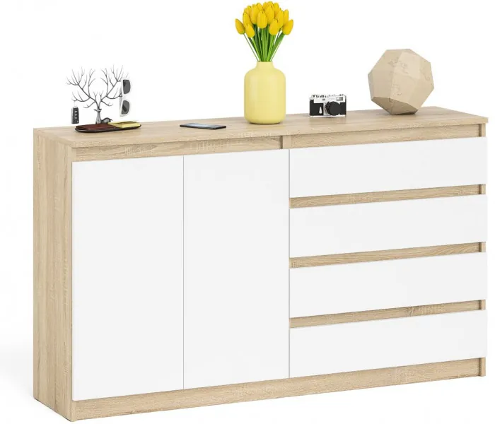 Мори Комод МК1600.1, цвет дуб сонома/белый, ШхГхВ 160,4х41х94 см., НЕ универсальная сборка