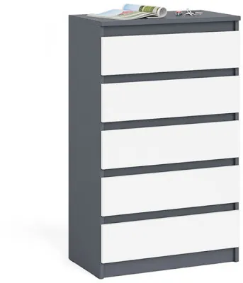 Мори Комод МК700.5, цвет графит/белый, ШхГхВ 70,4х41х114 см.