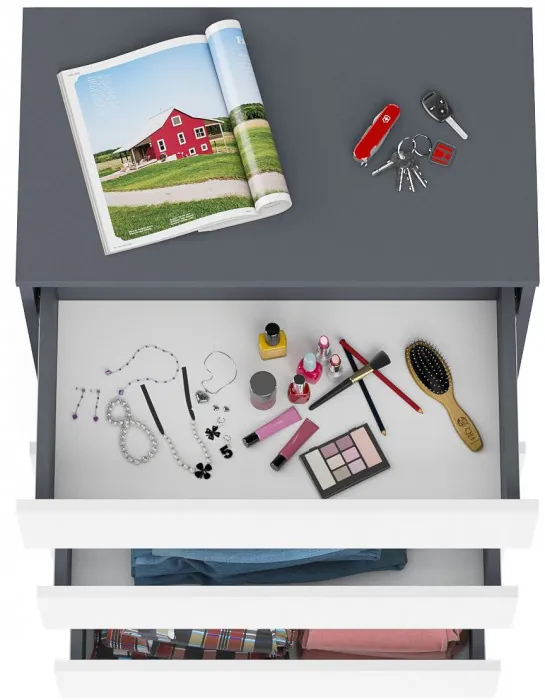 Мори Комод МК700.5, цвет графит/белый, ШхГхВ 70,4х41х114 см.