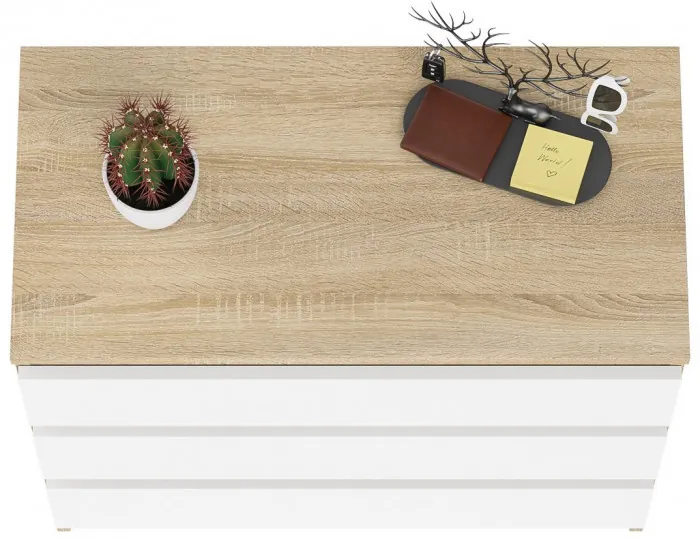 Мори Комод МК800.1, цвет дуб сонома/белый, ШхГхВ 80,4х41х73 см.