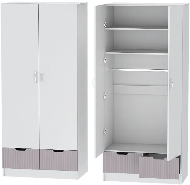 Детская комната Бриз МДФ, набор 9, Белый/Ирис (Полосы)