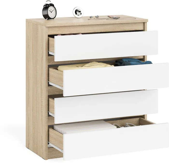 Мори Комод МК800.4, цвет дуб сонома/белый, ШхГхВ 80,4х41х94 см.