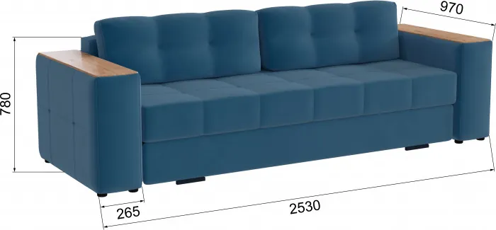 Диван раскладной Виконт, атлантида/мдф дуб канадский