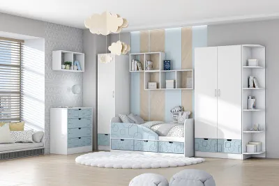 Детская комната Бриз МДФ, набор 7, Белый/Антарктида (Квадрат)