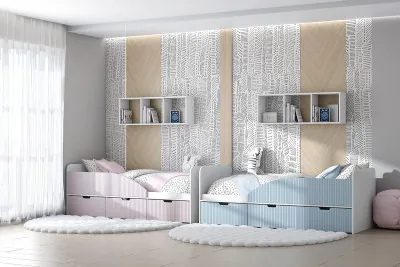 Детская комната Бриз МДФ, набор 11, Белый, Антарктида/Ирис (Полосы)